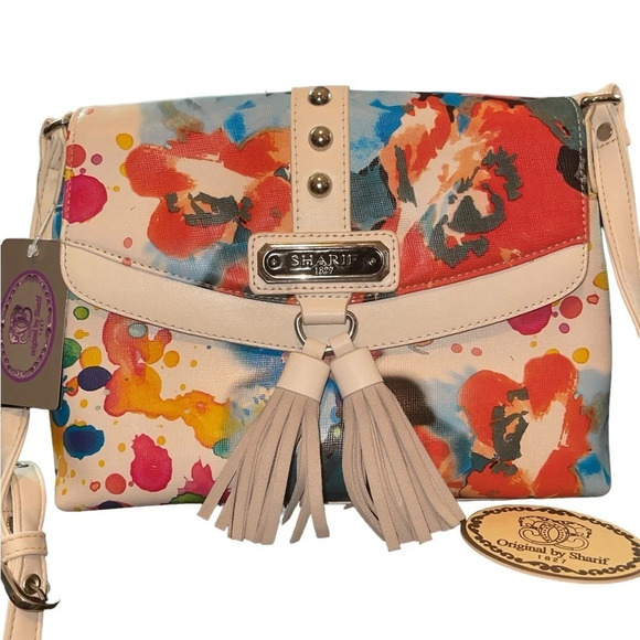 NWT Sharif 1827 UNIQUE Watercolor Floral Crossbody - Picture 12 of 13